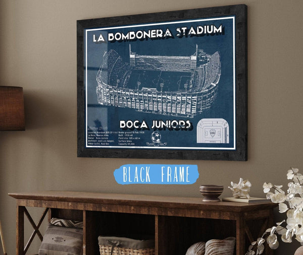 20" x 16" / Black Frame Cutler West Boca Juniors F.C La Bombonera Stadium Soccer Print 2