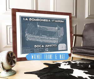 20" x 16" / Walnut Frame & Mat Cutler West Boca Juniors F.C La Bombonera Stadium Soccer Print 2