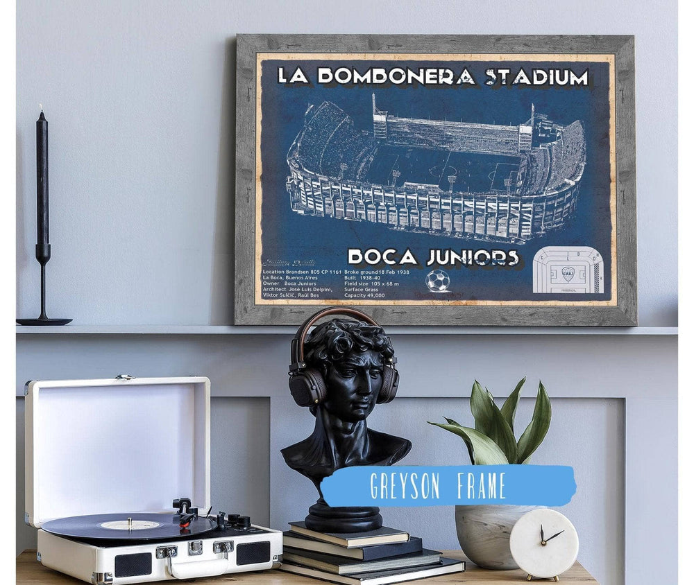 14" x 11" / Stretched Canvas Wrap Cutler West Boca Juniors F.C - La Bombonera Stadium Soccer Print