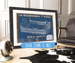 20" x 16" / Black Frame & Mat Cutler West Boca Juniors F.C - La Bombonera Stadium Soccer Print