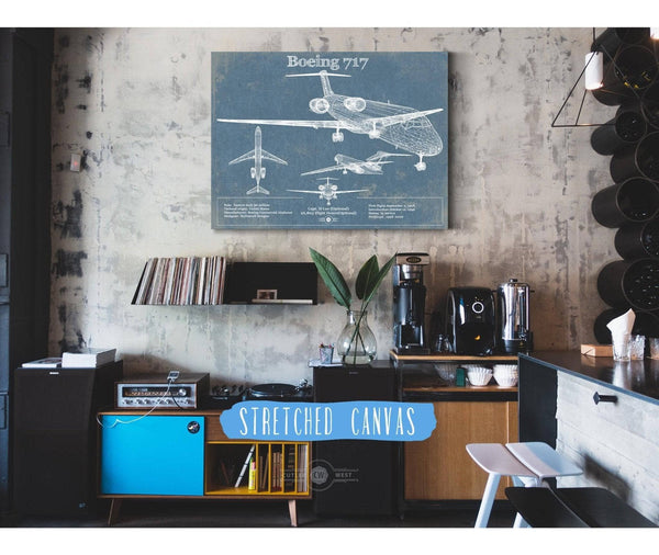 Cutler West Boeing 717 Vintage Aviation Blueprint Print - Custom Pilot Name Can Be Added