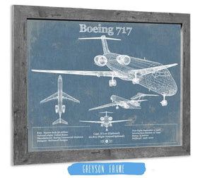 14" x 11" / Greyson Frame Cutler West Boeing 717 Vintage Aviation Blueprint Print - Custom Pilot Name Can Be Added
