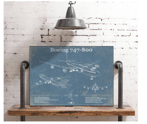 Cutler West Boeing 747-800 Vintage Aviation Blueprint Print - Custom Pilot Name Can Be Added