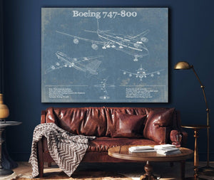 Cutler West Boeing 747-800 Vintage Aviation Blueprint Print - Custom Pilot Name Can Be Added