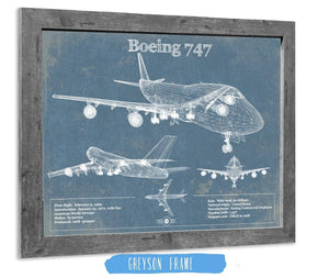 14" x 11" / Greyson Frame Cutler West Boeing 747 Vintage Aviation Blueprint Print - Custom Pilot Name Can Be Added