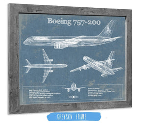 14" x 11" / Greyson Frame Cutler West Boeing 757-200 Vintage Original Blueprint Art Print - Custom Pilot Name Can Be Added