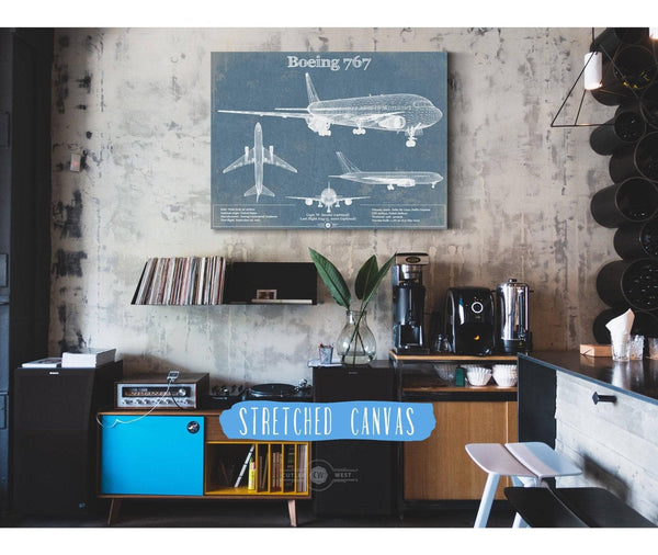 Cutler West Boeing 767 Vintage Aviation Blueprint Print - Custom Pilot Name Can Be Added