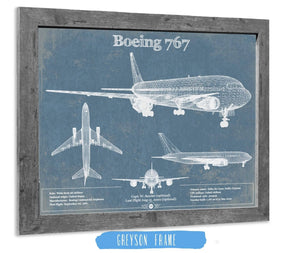 14" x 11" / Greyson Frame Cutler West Boeing 767 Vintage Aviation Blueprint Print - Custom Pilot Name Can Be Added