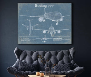 Cutler West Boeing 777 Vintage Aviation Blueprint Print - Custom Pilot Name Can Be Added