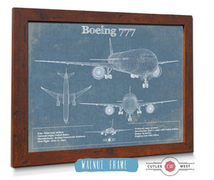 Cutler West Boeing 777 Vintage Aviation Blueprint Print - Custom Pilot Name Can Be Added