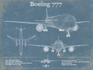 14" x 11" / Unframed Cutler West Boeing 777 Vintage Aviation Blueprint Print - Custom Pilot Name Can Be Added