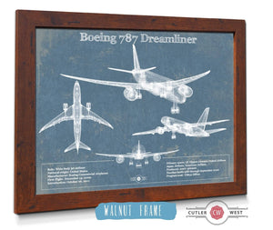 Cutler West Boeing 787 Dreamliner Vintage Aviation Blueprint Print - Custom Pilot Name Can Be Added
