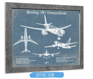 14" x 11" / Greyson Frame Cutler West Boeing 787 Dreamliner Vintage Aviation Blueprint Print - Custom Pilot Name Can Be Added