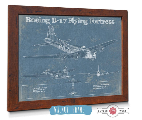 Cutler West Boeing B-17 Flying Fortress  Vintage Aviation Blueprint - Custom Pilot Name Can Be Added