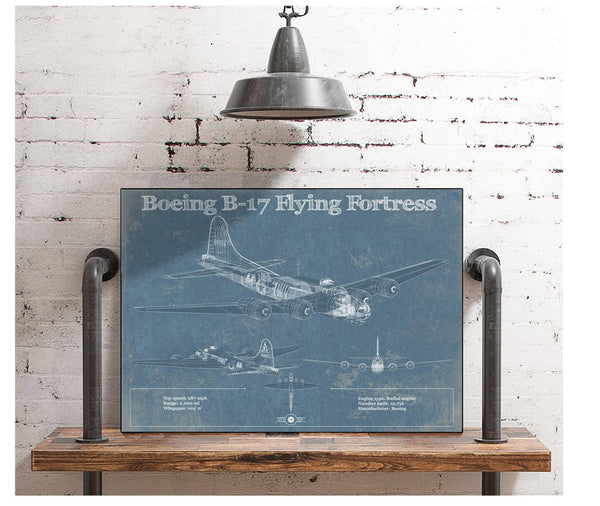 Cutler West Boeing B-17 Flying Fortress  Vintage Aviation Blueprint - Custom Pilot Name Can Be Added