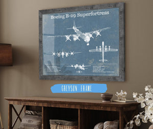 Cutler West Boeing B-29 Superfortress Patent Blueprint Original Military Wall Art
