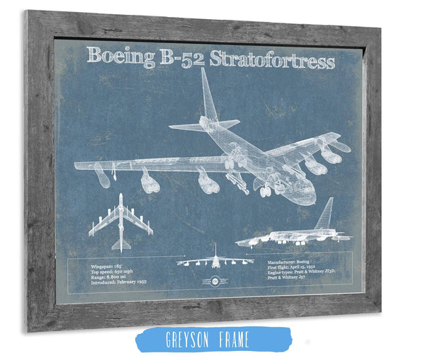 14" x 11" / Greyson Frame Cutler West Boeing B-52 Stratofortress Patent Blueprint Original Military Wall Art