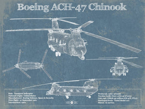 14" x 11" / Unframed Cutler West Boeing CH-47 Chinook Helicopter Vintage Aviation Blueprint Military Print - Custom Pilot Name Can Be Added