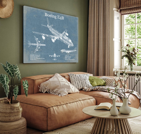 Cutler West Boeing E4B Nightwatch Vintage Aviation Blueprint Print
