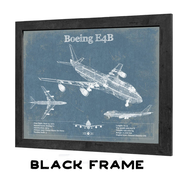 20" x 16" / Black Frame Cutler West Boeing E4B Nightwatch Vintage Aviation Blueprint Print
