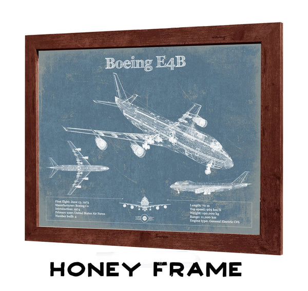 20" x 16" / Walnut Frame Cutler West Boeing E4B Nightwatch Vintage Aviation Blueprint Print