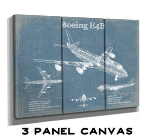 36" x 24" / 3 Panel Canvas Wrap Cutler West Boeing E4B Nightwatch Vintage Aviation Blueprint Print
