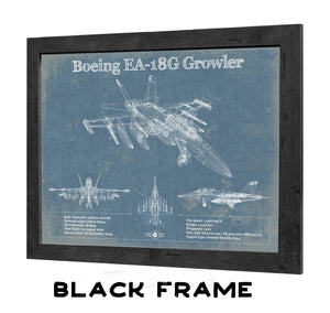 20" x 16" / Black Frame Cutler West Boeing EA-18G Growler Vintage Aviation Blueprint Military Print - Custom Pilot Name Can Be Added