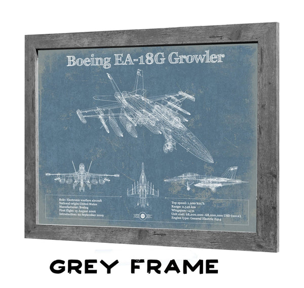 36" x 24" / Greyson Frame Cutler West Boeing EA-18G Growler Vintage Aviation Blueprint Military Print - Custom Pilot Name Can Be Added
