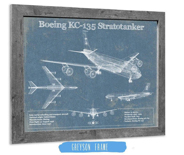 14" x 11" / Greyson Frame Cutler West Boeing KC-135 Stratotanker Aviation Blueprint Print - Custom Pilot Name Can Be Added