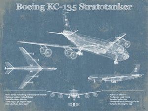 14" x 11" / Unframed Cutler West Boeing KC-135 Stratotanker Aviation Blueprint Print - Custom Pilot Name Can Be Added