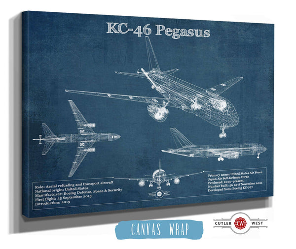 Cutler West Boeing KC-46 Pegasus Vintage Aviation Blueprint Print - Custom Pilot Name Can Be Added