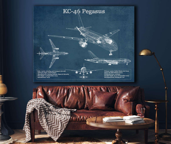 Cutler West Boeing KC-46 Pegasus Vintage Aviation Blueprint Print - Custom Pilot Name Can Be Added
