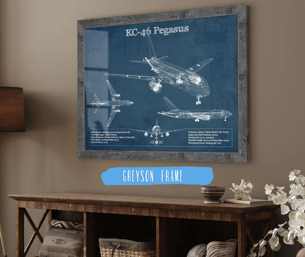 14" x 11" / Greyson Frame Cutler West Boeing KC-46 Pegasus Vintage Aviation Blueprint Print - Custom Pilot Name Can Be Added