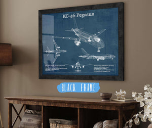 20" x 16" / Black Frame Cutler West Boeing KC-46 Pegasus Vintage Aviation Blueprint Print - Custom Pilot Name Can Be Added