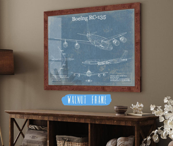 20" x 16" / Walnut Frame Cutler West Boeing RC-135 Aviation Blueprint Print - Custom Pilot Name Can Be Added