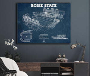 Cutler West Boise State Broncos Art - Vintage Boise State Stadium Blueprint Art Print