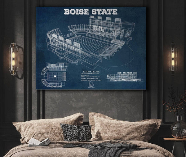 Cutler West Boise State Broncos Art - Vintage Boise State Stadium Blueprint Art Print