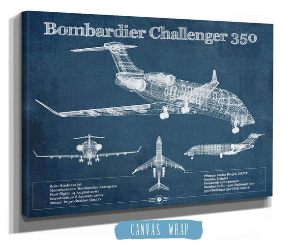 Cutler West Bombardier Challenger 350 Vintage Aviation Blueprint Print - Custom Pilot Name can be Added