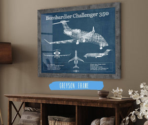 Cutler West Bombardier Challenger 350 Vintage Aviation Blueprint Print - Custom Pilot Name can be Added