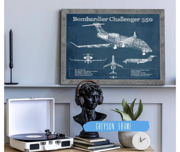 Cutler West Bombardier Challenger 350 Vintage Aviation Blueprint Print - Custom Pilot Name can be Added