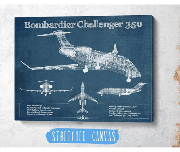 Cutler West Bombardier Challenger 350 Vintage Aviation Blueprint Print - Custom Pilot Name can be Added