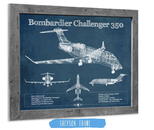 14" x 11" / Greyson Frame Cutler West Bombardier Challenger 350 Vintage Aviation Blueprint Print - Custom Pilot Name can be Added