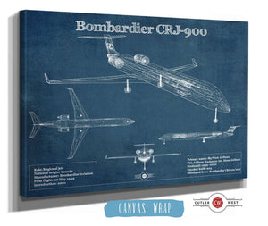 Cutler West Bombardier CRJ-900 Vintage Aviation Blueprint Print - Custom Pilot Name can be Added