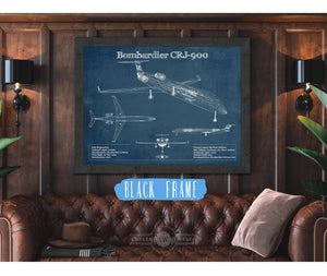 Cutler West Bombardier CRJ-900 Vintage Aviation Blueprint Print - Custom Pilot Name can be Added