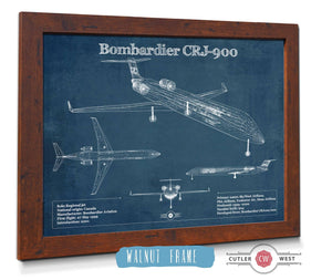 Cutler West Bombardier CRJ-900 Vintage Aviation Blueprint Print - Custom Pilot Name can be Added