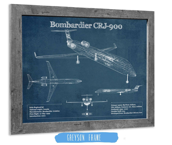 Cutler West Bombardier CRJ-900 Vintage Aviation Blueprint Print - Custom Pilot Name can be Added