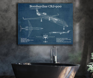 Cutler West Bombardier CRJ-900 Vintage Aviation Blueprint Print - Custom Pilot Name can be Added