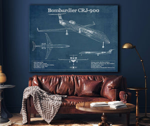 Cutler West Bombardier CRJ-900 Vintage Aviation Blueprint Print - Custom Pilot Name can be Added
