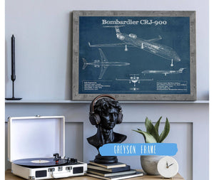 14" x 11" / Greyson Frame Cutler West Bombardier CRJ-900 Vintage Aviation Blueprint Print - Custom Pilot Name can be Added