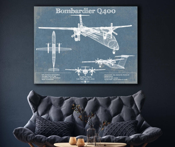Cutler West Bombardier Dash 8 - Q400 Vintage Aviation Blueprint Print